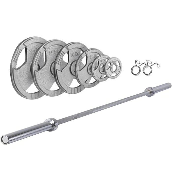 Ironman 140kg Olympic Tri-grip Hammertone Weight Set with 86" Olympic Weight Bar