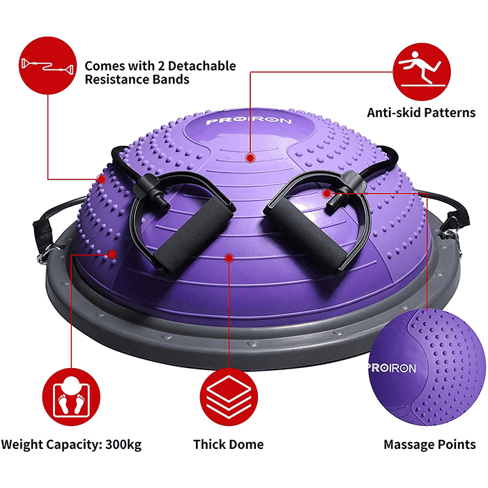 PROIRON Balance Trainer Purple with Resistance Bands & Pump