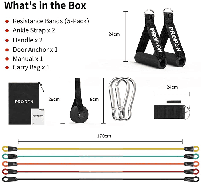 PROIRON Resistance Band Set with Handles, Ankle Straps and Door Anchor