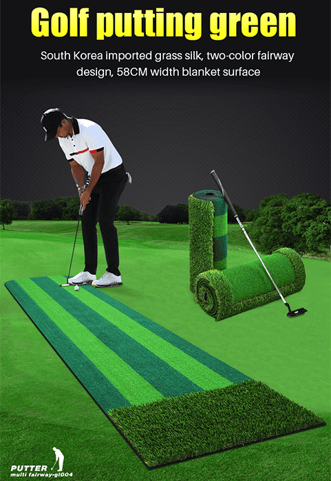 Hilllman PGM Two-Tone Artificial Turf Golf Putting Green with Auto-Return Putting Cup