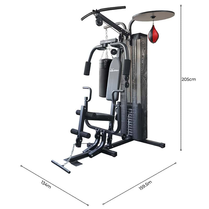 IronMan 3 Station Boxing Deluxe Home Multi Gym with 55kg Weight Stack