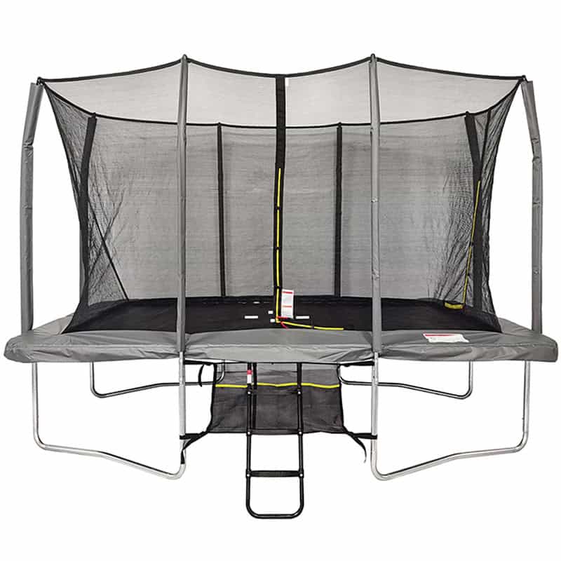 7x10ft Rectangular Trampoline with Safety Enclosure Grey - Free Ladder & Shoe Tidy