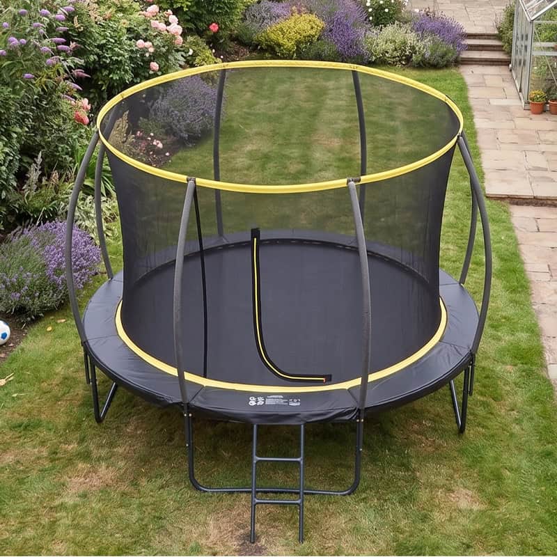 Big Air Orbit 12ft Powder Coated Trampoline with Safety Enclosure Free Ladder Cover & Anchor Kit