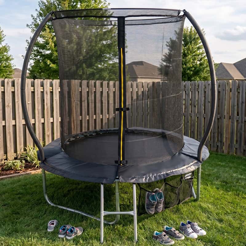 Big Air 6ft Trampoline & Safety Enclosure Free Shoe Tidy & Ladder – Black