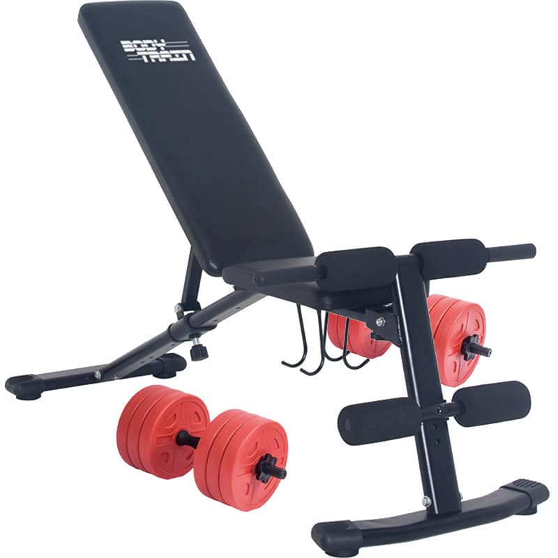 BodyTrain Foldable Adjustable Weight Bench & 32kg Dumbbell Set