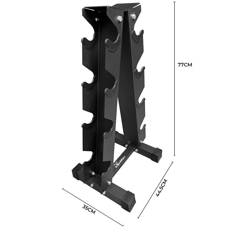 Ironman Rubber Coated Hex Dumbbell & 4 Tier Rack Set – 2.5, 5, 7.5 & 10kg Pairs - Image 6