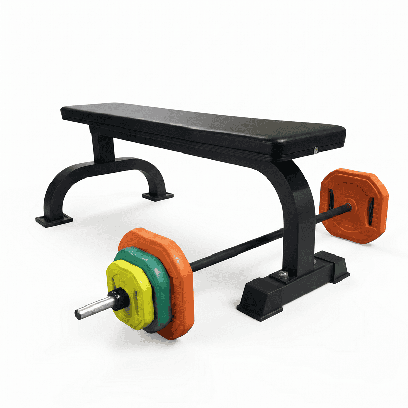 IronMan Flat Weight Training Bench & 30kg Pump Barbell Set - Image 2