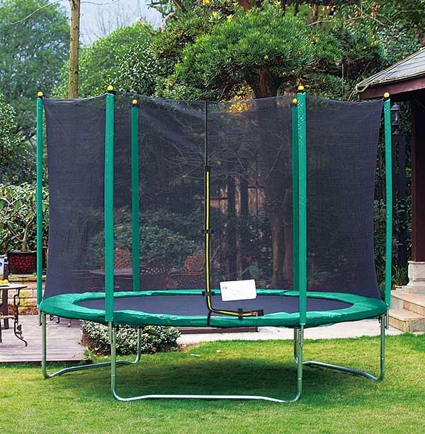 Velocity 12ft Trampoline with Safety Enclosure - Free Basketball & Anchor Kit - Green - Image 2