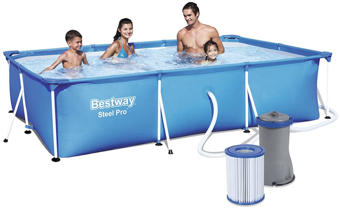Bestway 9ft 10” Rectangular Above Ground Steel Pro Swimming Pool Set