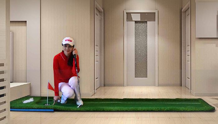 Hilllman PGM Golf Artificial Turf Two Hole Putting Green