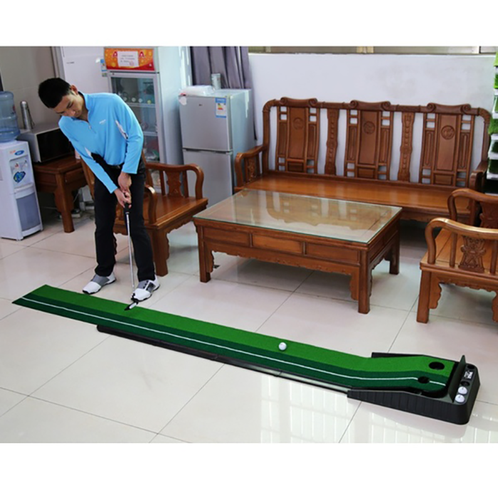 Hillman PGM Pine Wood 3.5m Golf Putting Trainer with Auto Ball Return