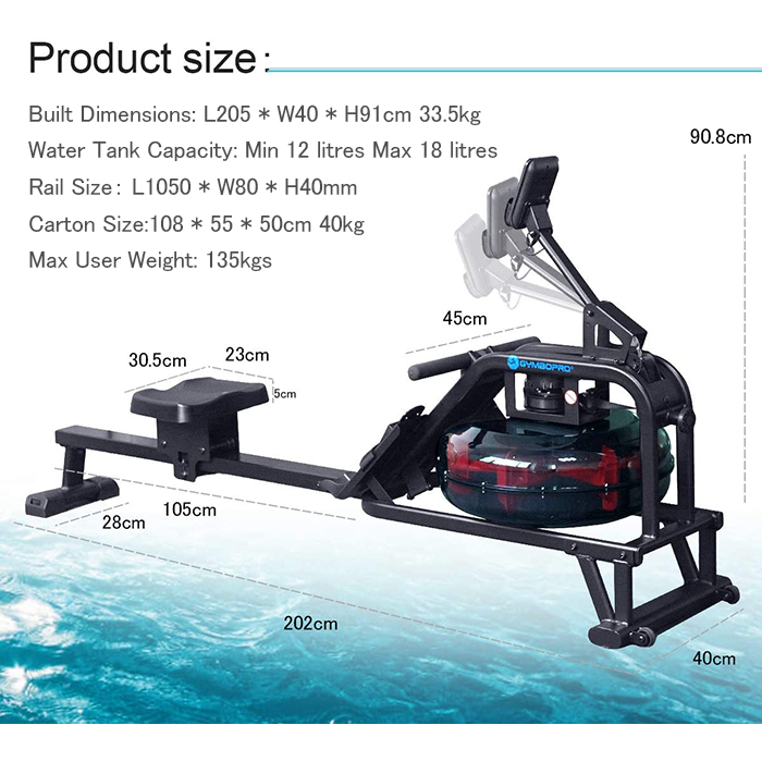 GymboPro Water Resistance Rowing Machine