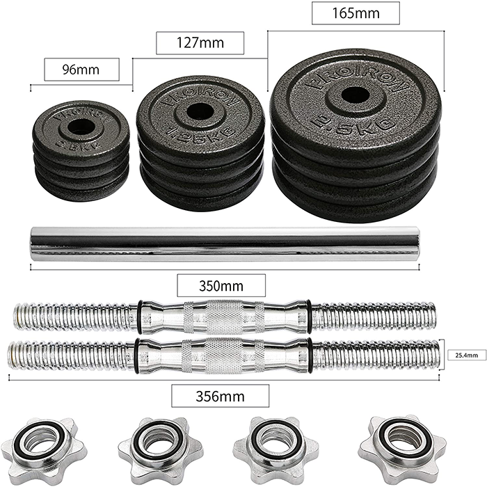 Ironman 30kg Cast Iron Dumbbell And Barbell Set