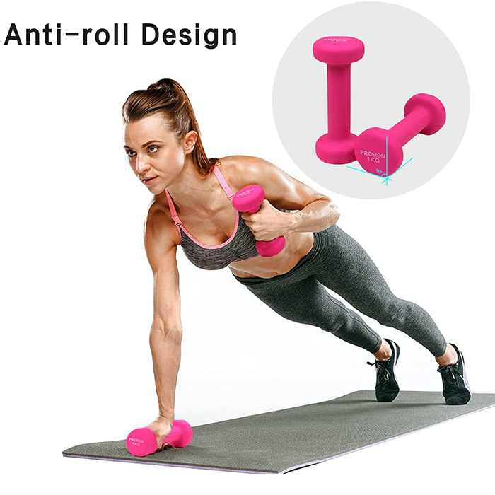 PROIRON Neoprene Coated 1kg Dumbbells