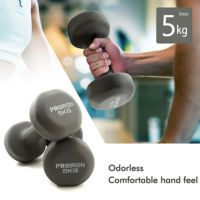 PROIRON Neoprene Coated 5kg Dumbbells