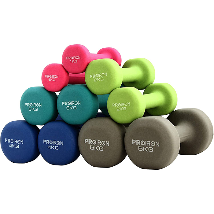 PROIRON Neoprene Coated 5kg Dumbbells