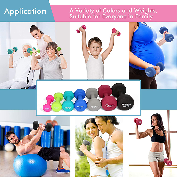 PROIRON Neoprene Coated 1kg Dumbbells
