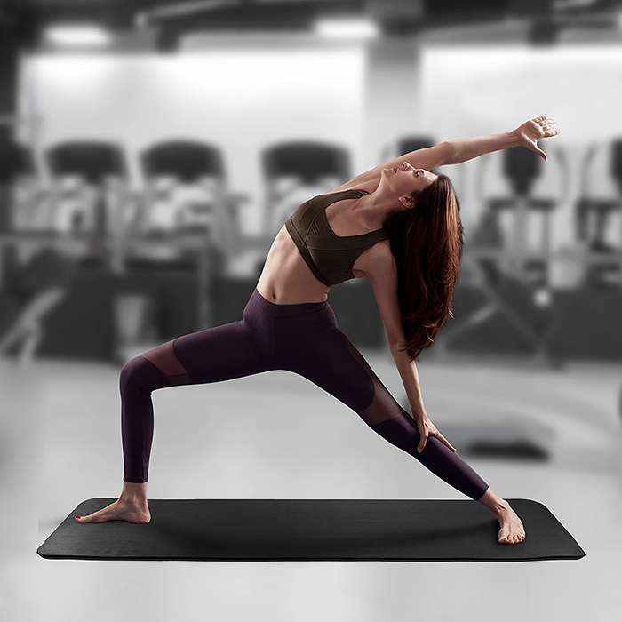 PROIRON 15mm High Density Exercise Mat with Carrying Strap - Black