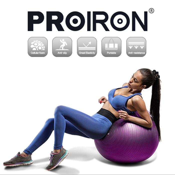 PROIRON 55cm Anti-Burst Purple Swiss Yoga Exercise Ball