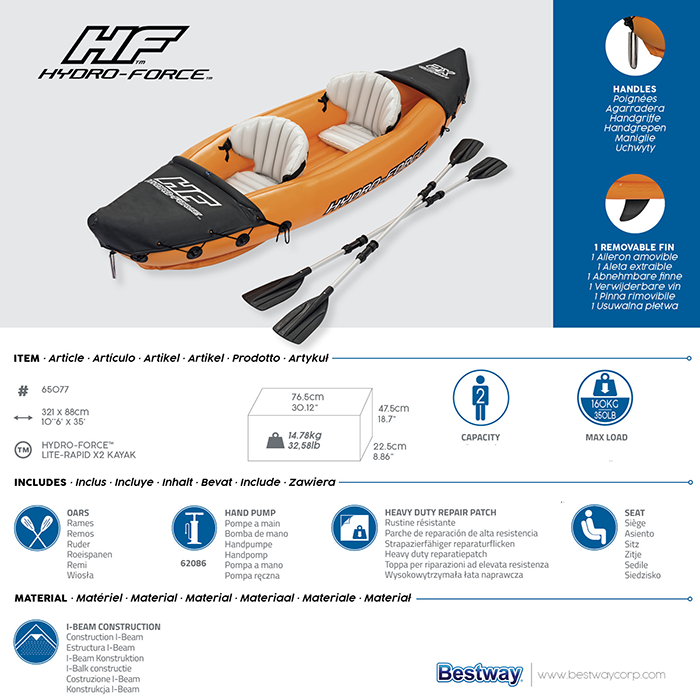 Bestway Hydro-Force Lite-Rapid X2 - 2 Person Inflatable Kayak Set