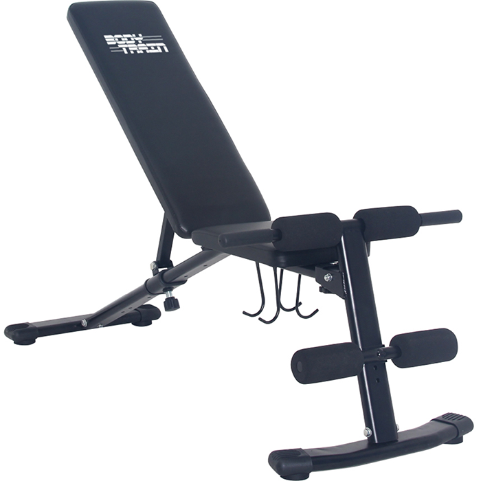 BodyTrain Adjustable Squat Rack Barbell Stands & Foldable Adjustable Weight Bench Package