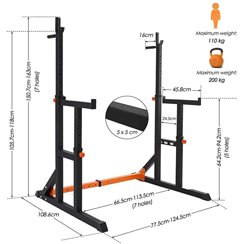 BodyTrain Adjustable Squat & Bench Press Rack - Image 7