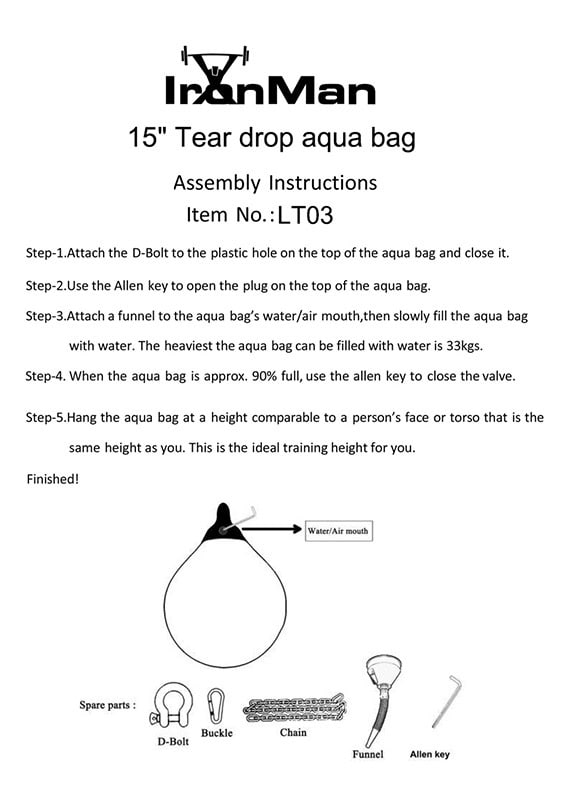 Ironman 15" Aqua Punching Bag Black