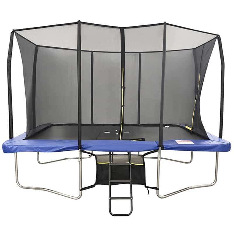 8x12ft Rectangular Trampoline with Safety Enclosure Grey – Free Ladder & Shoe Tidy