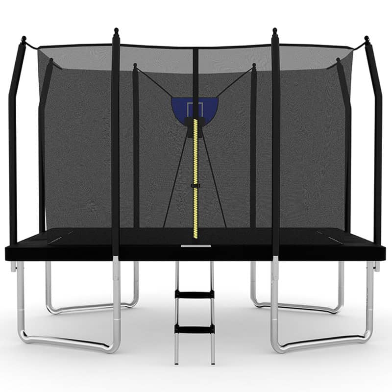 5x7ft Rectangular Trampoline with Safety Enclosure Black FREE Ladder & Basketball Game
