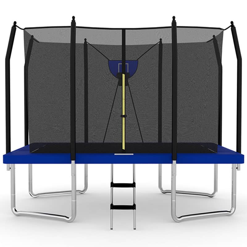 8x12ft Rectangular Trampoline with Safety Enclosure Blue FREE Ladder & Basketball Game