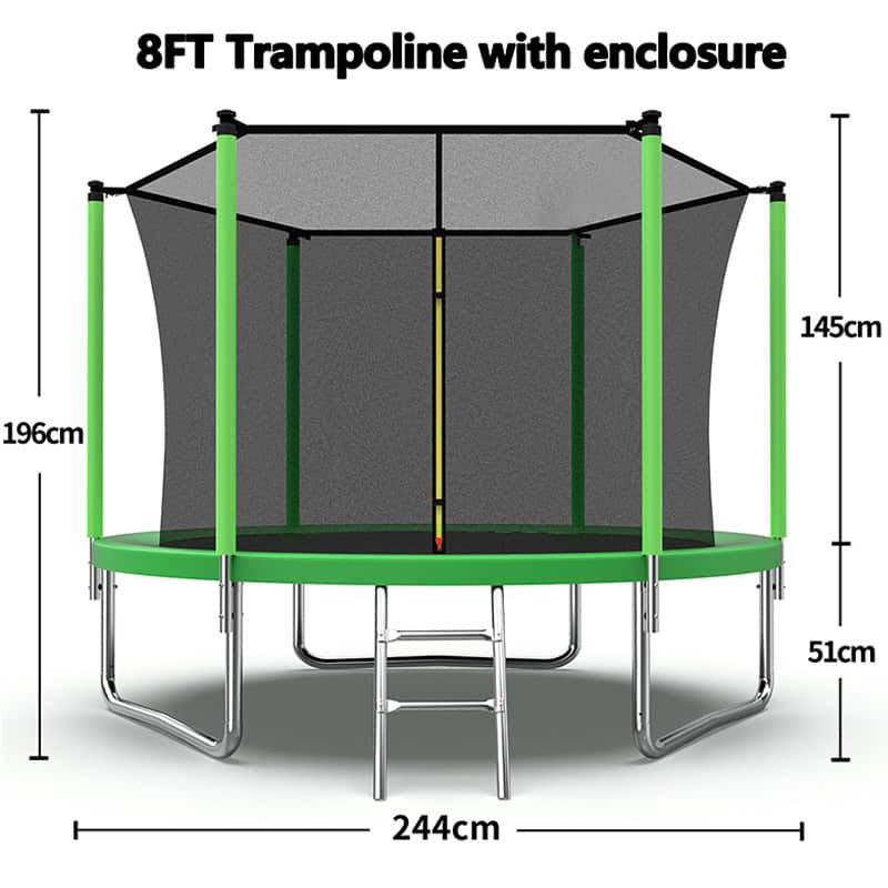 Velocity 8ft Trampoline with Safety Enclosure and Ladder