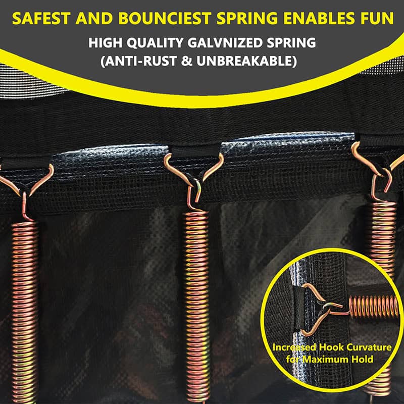 5x7ft Rectangular Trampoline with Safety Enclosure Black FREE Ladder & Basketball Game