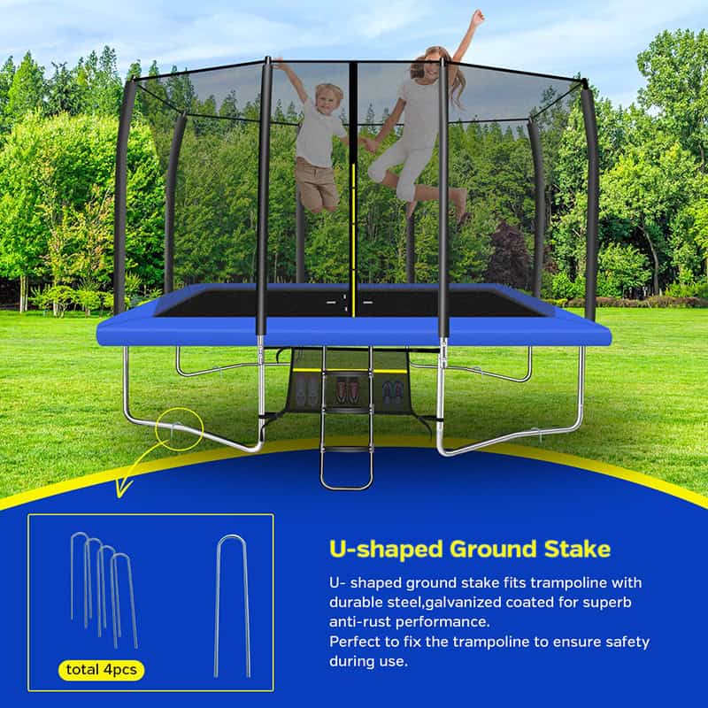 7x10ft Rectangular Trampoline with Safety Enclosure Grey - Free Ladder & Shoe Tidy