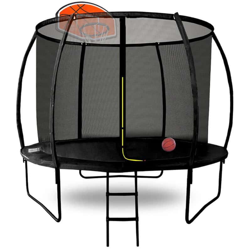 Amigo 8ft Powder Coated Trampoline with Enclosure and Basketball Free Shoe Tidy & Ladder