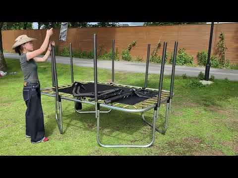 Big Air Bounce 5x7ft Rectangular Trampoline with Safety Enclosure Blue FREE Ladder & Basketball Game - Image 17