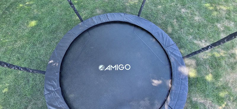 Amigo 8ft Powder Coated Trampoline with Enclosure and Basketball Free Shoe Tidy & Ladder