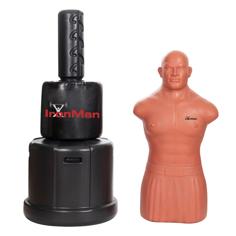IronMan Free Standing Adjustable Height Punch Bag Sparring Dummy Man with Middle Pad