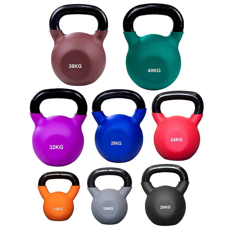 IronMan 8 Coated Kettlebells & Two-Tier Kettlebell Storage Rack Set|12kg–40kg Neoprene Coated Kettlebells