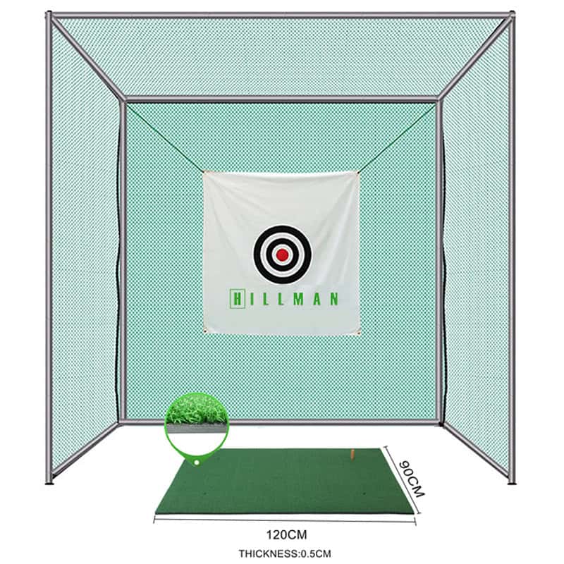 Hillman PGM 3m Semi-Commercial Golf Practice Cage and 1.2m Practice Mat Package