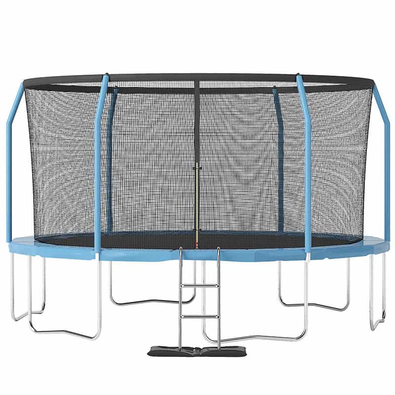 12ft Trampoline with Safety Enclosure Free Ladder Floor Mat & Socks – Blue / Blue