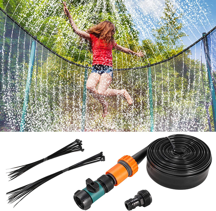 Velocity 14ft Trampoline with Safety Enclosure - Free Basketball & Water Mister - Green - Image 9