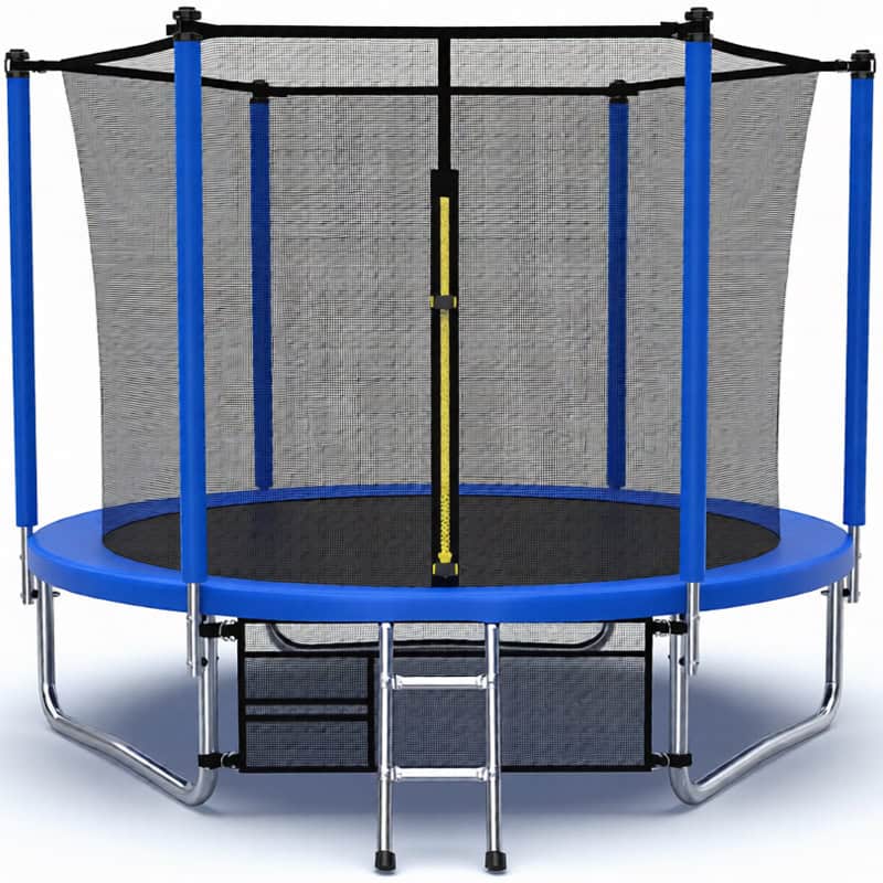 8ft Trampoline & Safety Enclosure Free Shoe Tidy & Ladder – Blue