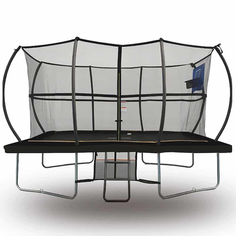 7x10ft Rectangular Trampoline with Safety Enclosure Black - Free Ladder Shoe Tidy Anchor Kit Basketball