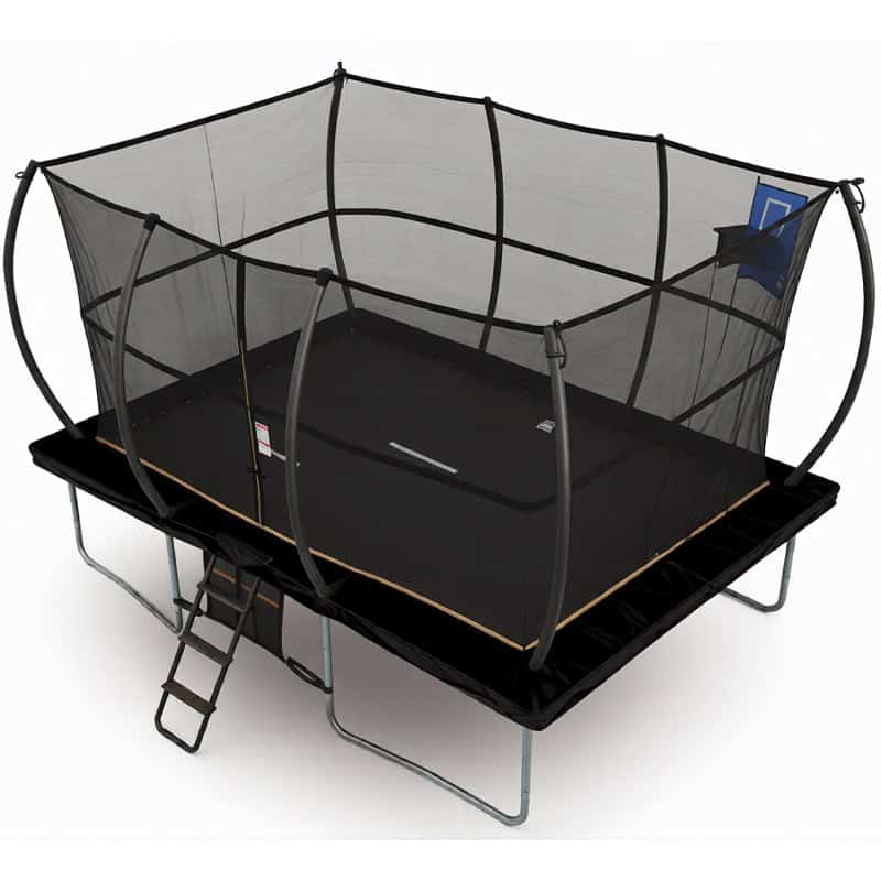 7x10ft Rectangular Trampoline with Safety Enclosure Black - Free Ladder Shoe Tidy Anchor Kit Basketball