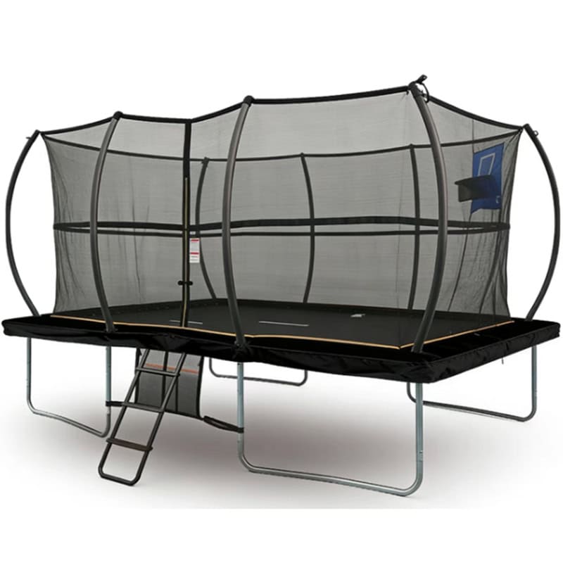 7x10ft Rectangular Trampoline with Safety Enclosure Black - Free Ladder Shoe Tidy Anchor Kit Basketball