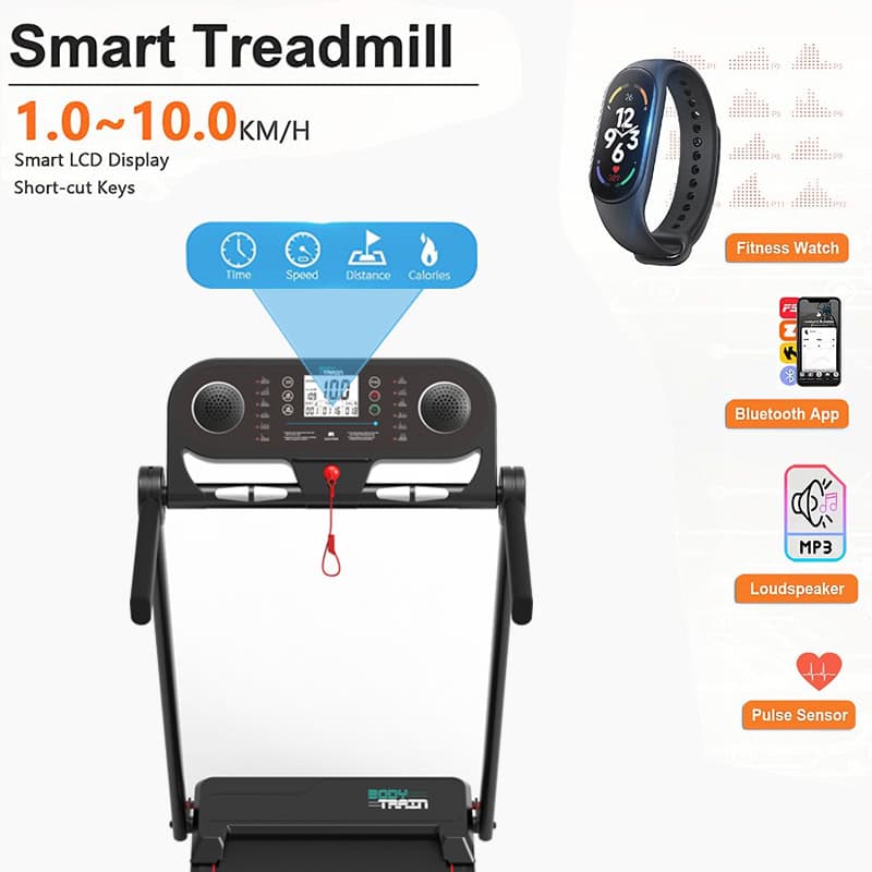 BodyTrain T-118 Motorised Folding Bluetooth Treadmill