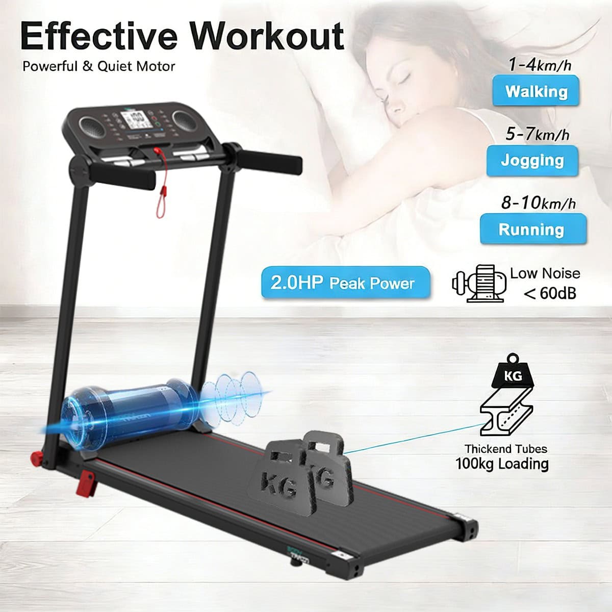 BodyTrain T-118 Motorised Folding Bluetooth Treadmill