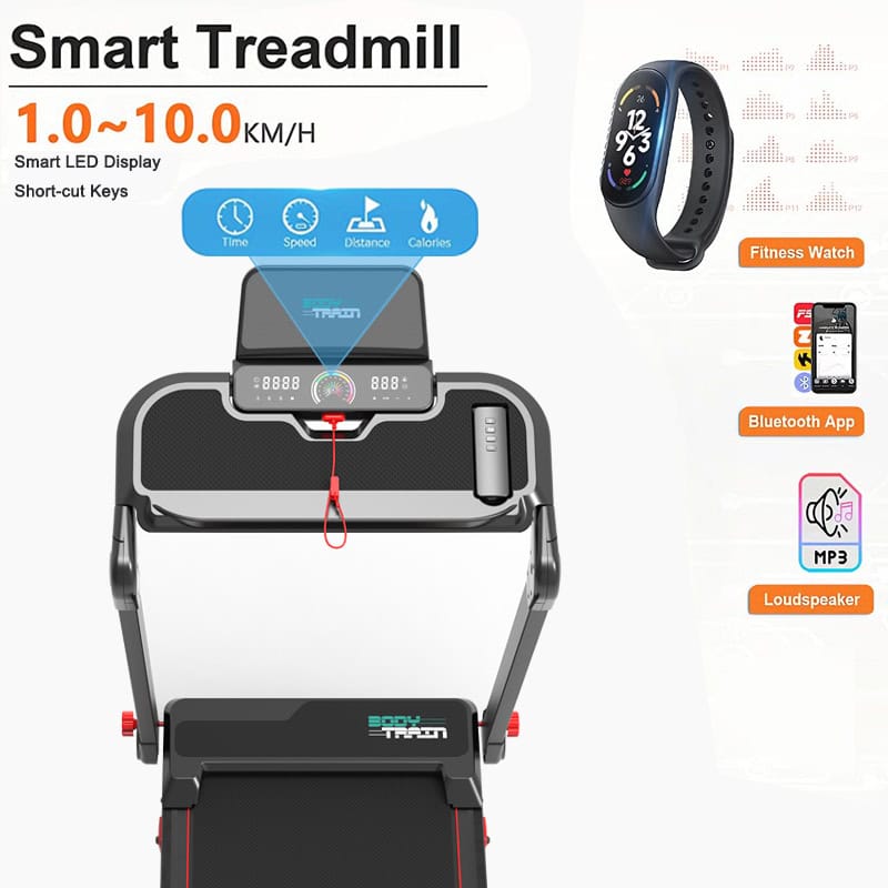 BodyTrain T-120 Motorised Folding Bluetooth Treadmill