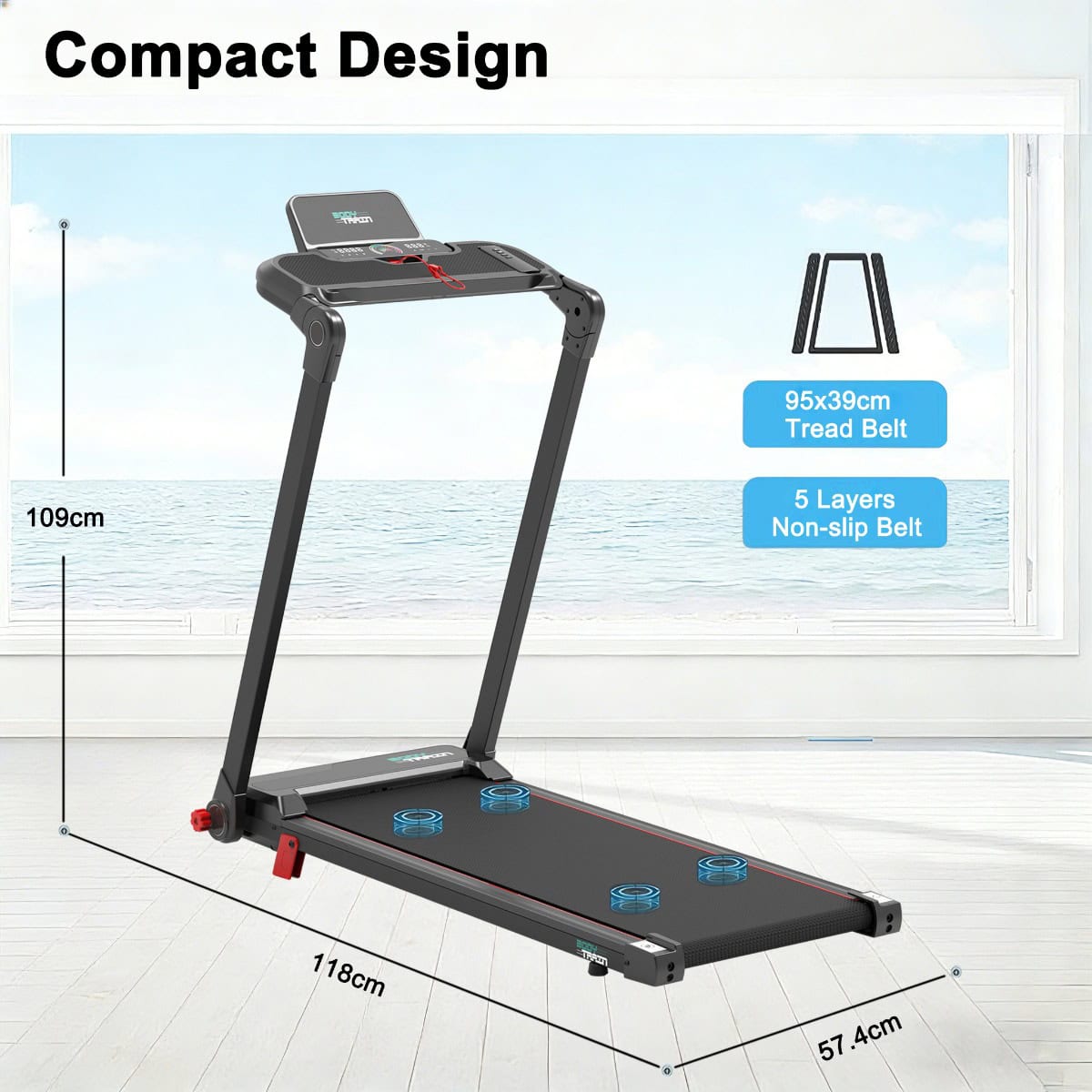 BodyTrain T-120 Motorised Folding Bluetooth Treadmill