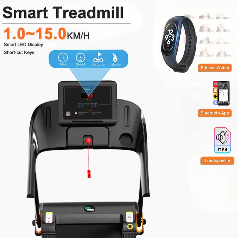 BodyTrain T150 Motorised Folding Bluetooth Treadmill